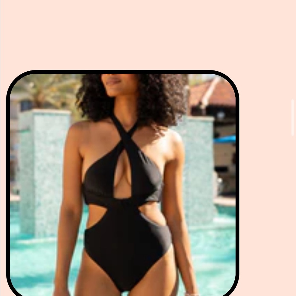 Pink Lily Black Cutout One Piece Swimsuit